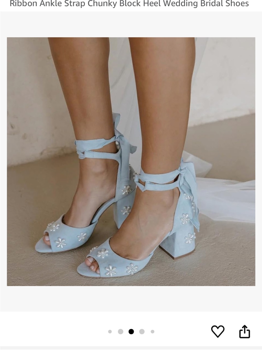 Light Blue Ribbon Ankle Strap Chunky Heel Sandals
